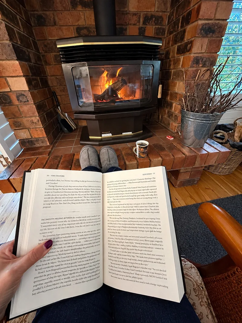 A cosy spot to read by the fire